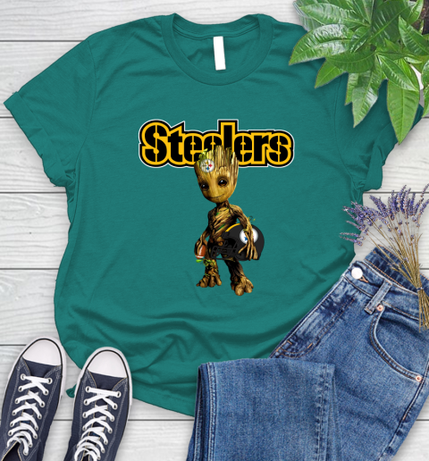 Pittsburgh Steelers NFL Football Groot Marvel Guardians Of The Galaxy Women's T-Shirt 12