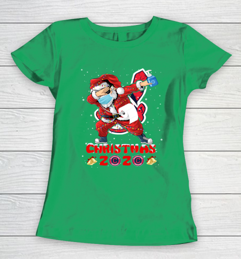 Cleveland Indians Funny Santa Claus Dabbing Christmas 2020 MLB Women's T-Shirt 5