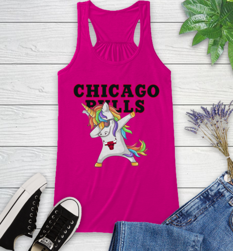 Chicago Bulls NBA Basketball Funny Unicorn Dabbing Sports Racerback Tank 8