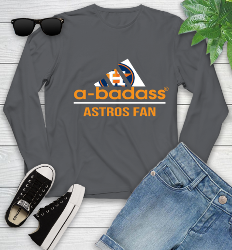 MLB A Badass Houston Astros Fan Adidas Baseball Sports Youth Long Sleeve 9