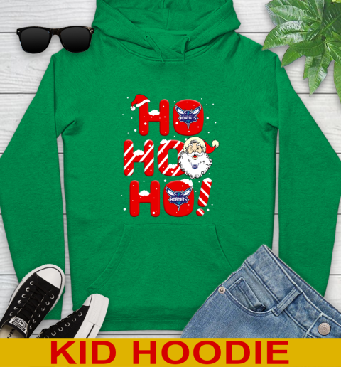 Charlotte Hornets NBA Basketball Ho Ho Ho Santa Claus Merry Christmas Shirt Youth Hoodie - Image 9