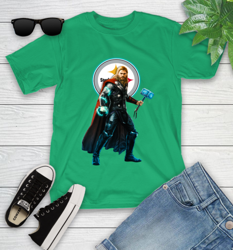 NFL Thor Avengers Endgame Football Pittsburgh Steelers Youth T-Shirt 6