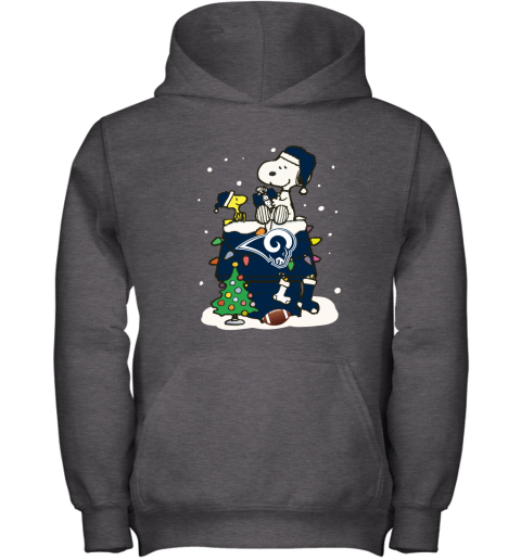 sxdq a happy christmas with los angeles rams snoopy youth hoodie 43 front dark heather