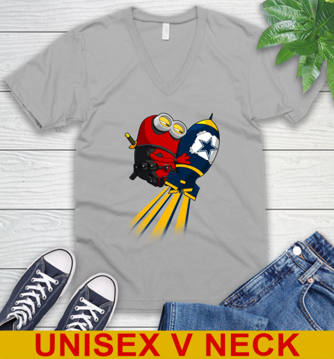 NFL Football Dallas Cowboys Deadpool Minion Marvel Shirt V-Neck T-Shirt 3