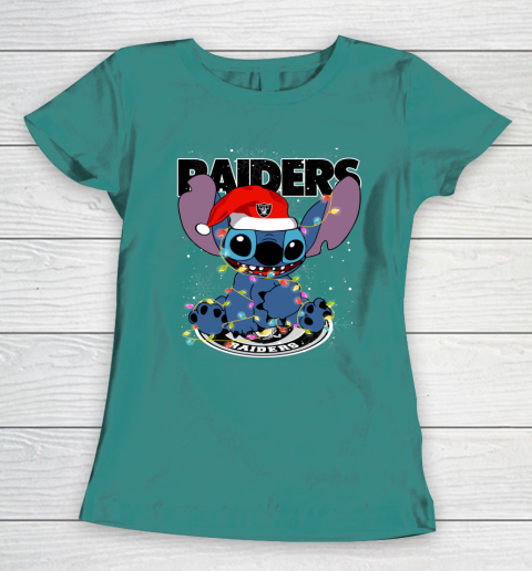 Oakland Raiders NFL Football noel stitch Christmas Women's T-Shirt 10