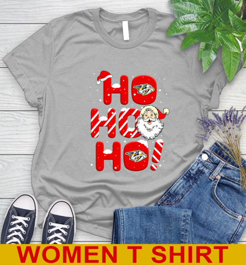 Nashville Predators NHL Hockey Ho Ho Ho Santa Claus Merry Christmas Shirt Women's T-Shirt 5