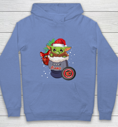 Calgary Flames Christmas Baby Yoda Star Wars Funny Happy NHL Youth Hoodie 10
