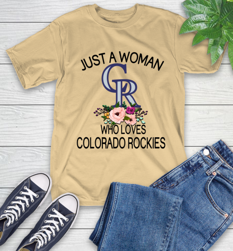 MLB Just A Woman Who Loves Colorado Rockies Baseball Sports T-Shirt 6
