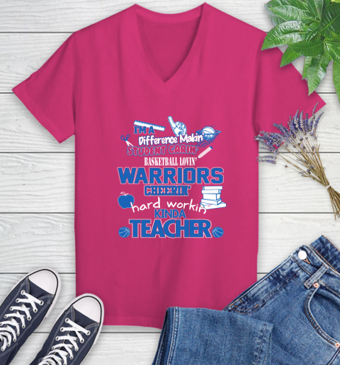 Golden State Warriors NBA I'm A Difference Making Student Caring Basketball Loving Kinda Teacher Women's V-Neck T-Shirt 9