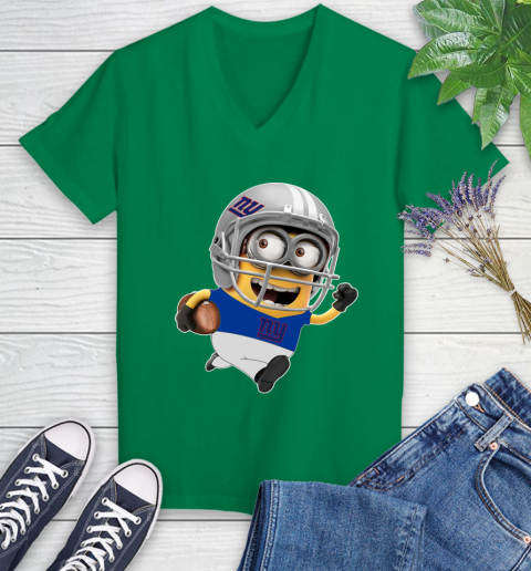 NFL New York Giants Minions Disney Football Sports Women's V-Neck T-Shirt 5