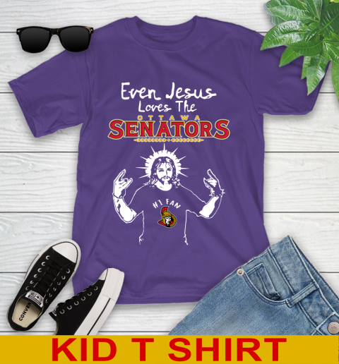 Ottawa Senators NHL Hockey Even Jesus Loves The Senators Shirt Youth T-Shirt 3