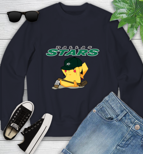 NHL Pikachu Hockey Sports Dallas Stars Youth Sweatshirt 3