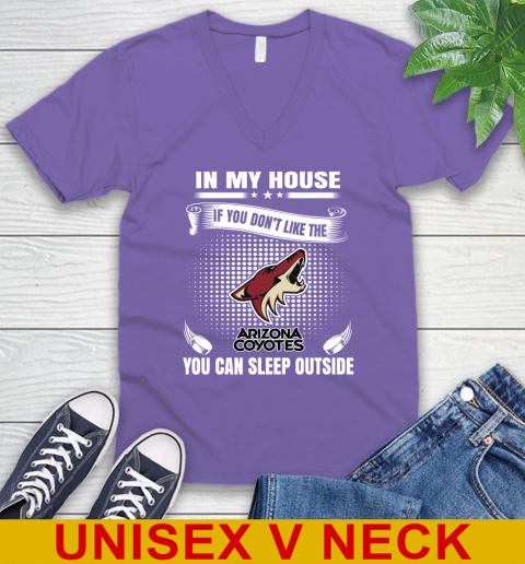 Arizona Coyotes NHL Hockey In My House If You Don't Like The Coyotes You Can Sleep Outside Shirt V-Neck T-Shirt 8