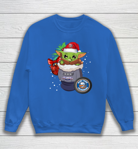 New York Islanders Christmas Baby Yoda Star Wars Funny Happy NHL Sweatshirt 7