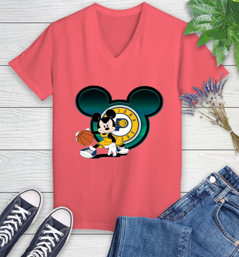 NBA Indiana Pacers Mickey Mouse Disney Basketball Women's V-Neck T-Shirt 6