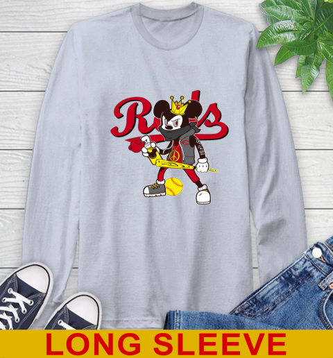 Cincinnati Reds MLB Baseball Mickey Peace Sign Sports Long Sleeve T-Shirt 6