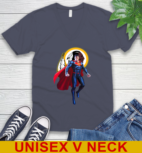NFL Superman DC Sports Football Washington Redskins V-Neck T-Shirt 8