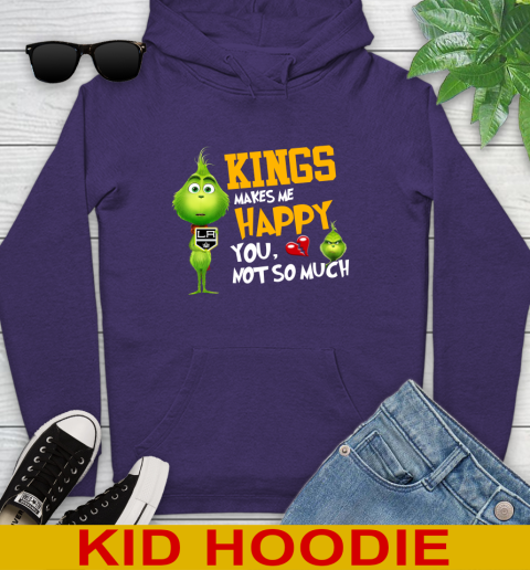 NHL Los Angeles Kings Makes Me Happy You Not So Much Grinch Hockey Sports Youth Hoodie 5