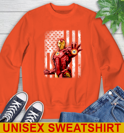 Charlotte Hornets NBA Basketball Iron Man Avengers American Flag Shirt Sweatshirt 3