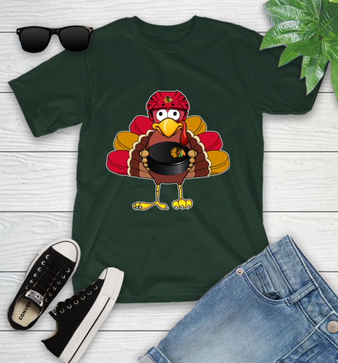 Chicago Blackhawks Turkey Thanksgiving Day Youth T-Shirt 5