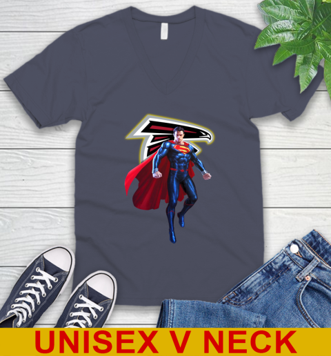 NFL Superman DC Sports Football Atlanta Falcons V-Neck T-Shirt 8