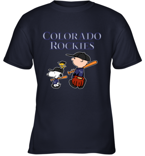 Colorado Rockies Let's Play Baseball Together Snoopy MLB Youth T-Shirt