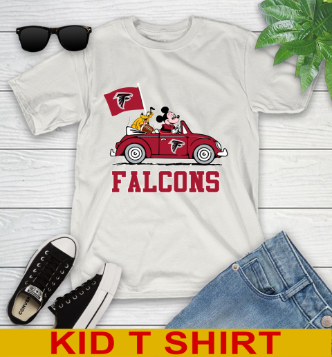 NFL Football Atlanta Falcons Pluto Mickey Driving Disney Shirt Youth T-Shirt - Image 13