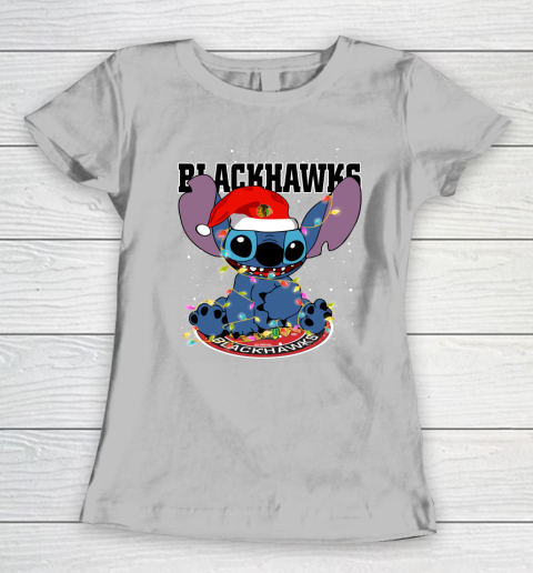Chicago Blackhawks NHL Hockey noel stitch Christmas Women's T-Shirt 3