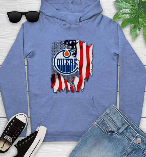 Edmonton Oilers NHL Hockey American Flag Youth Hoodie 13