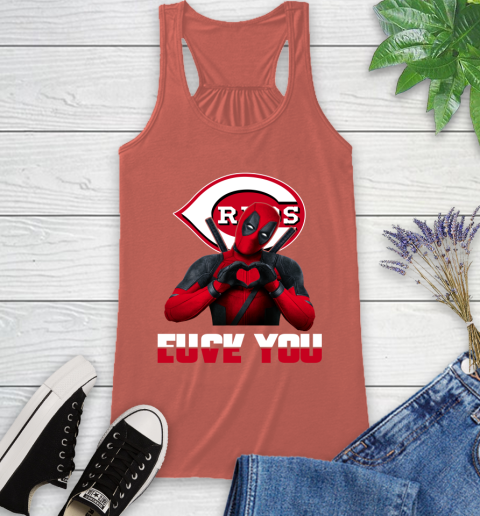 MLB Cincinnati Reds Deadpool Love You Fuck You Baseball Sports Racerback Tank 3