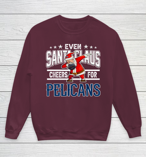 New Orleans Pelicans Even Santa Claus Cheers For Christmas NBA Youth Sweatshirt 4