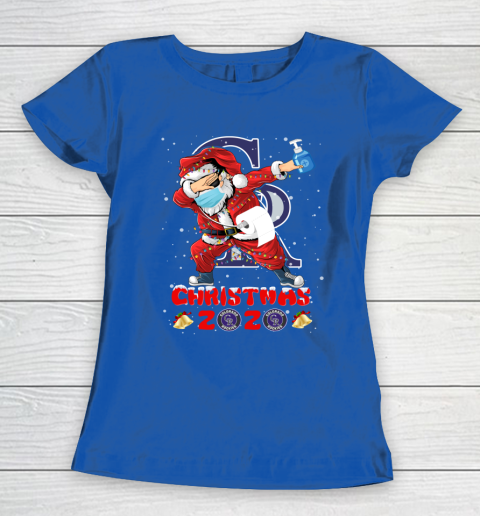 Colorado Rockies Funny Santa Claus Dabbing Christmas 2020 MLB Women's T-Shirt 8