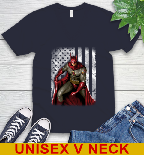 St.Louis Cardinals MLB Baseball Batman DC American Flag Shirt V-Neck T-Shirt 2