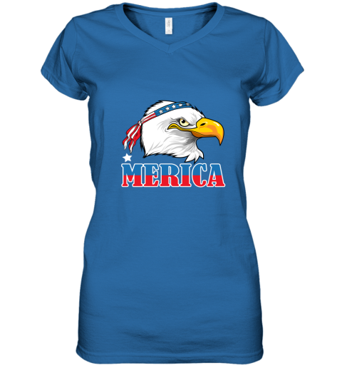 Eagle Mullet 4th Of July American Flag Merica USA Women's V-Neck T-Shirt