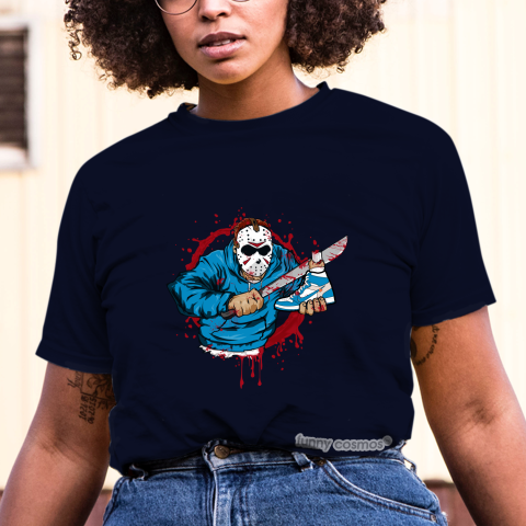 Air Jordan 1 Off White UNC Matching Sneaker Shirt Jason Voorhees Sail White And Blue Sneaker Shirt