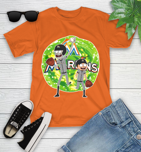 MLB Miami Marlins Rick And Morty Baseball Sports Youth T-Shirt 7