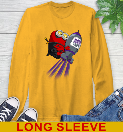 NBA Basketball Sacramento Kings Deadpool Minion Marvel Shirt Long Sleeve T-Shirt 2