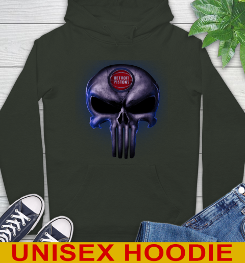 Detroit Pistons NBA Basketball Punisher Skull Sports Hoodie 12