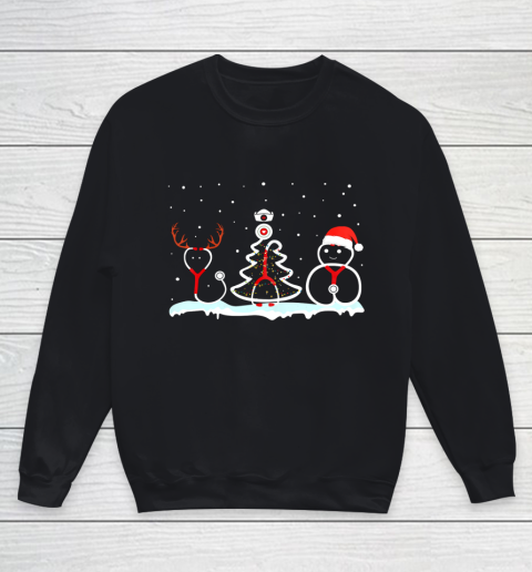 Stethoscope Reindeer Horn Xmas Tree Snowman Nurse Christmas Youth Sweatshirt