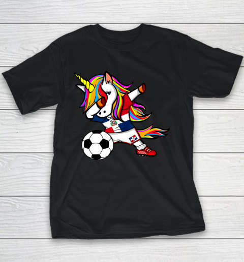 Dabbing Unicorn Dominican Republic Football Flag Soccer Youth T-Shirt