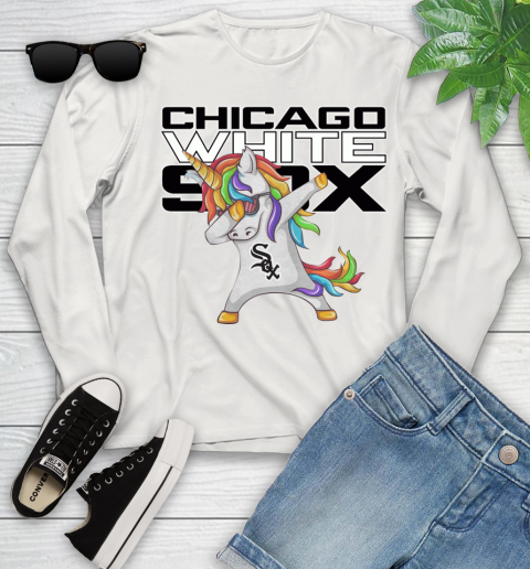 Chicago White Sox MLB Baseball Funny Unicorn Dabbing Sports Youth Long Sleeve 12