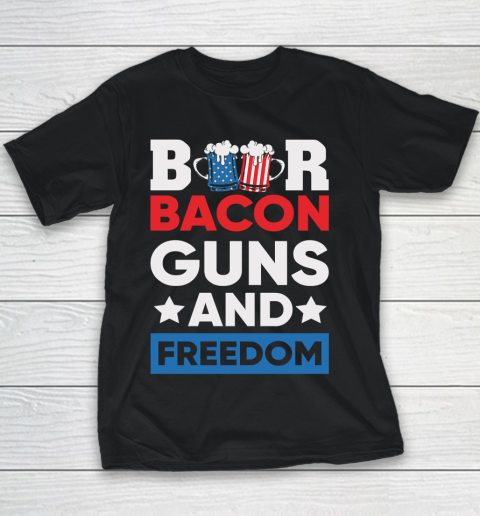 Beer Lover Funny Shirt Beer Bacon and Freedom 4th Youth T-Shirt