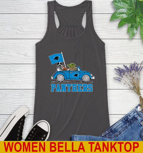 NFL Football Carolina Panthers Darth Vader Baby Yoda Driving Star Wars Shirt Racerback Tank 12