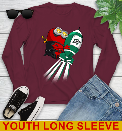 NHL Hockey Dallas Stars Deadpool Minion Marvel Shirt Youth Long Sleeve 6