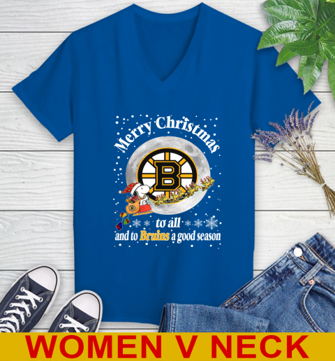 Boston Bruins Merry Christmas To All And To Bruins A Good Season NHL Hockey Sports Women's V-Neck T-Shirt 9
