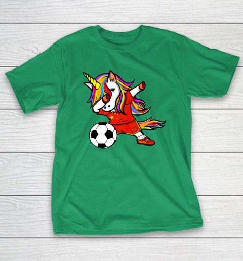 Funny Dabbing Unicorn China Football Chinese Flag Soccer T-Shirt 19