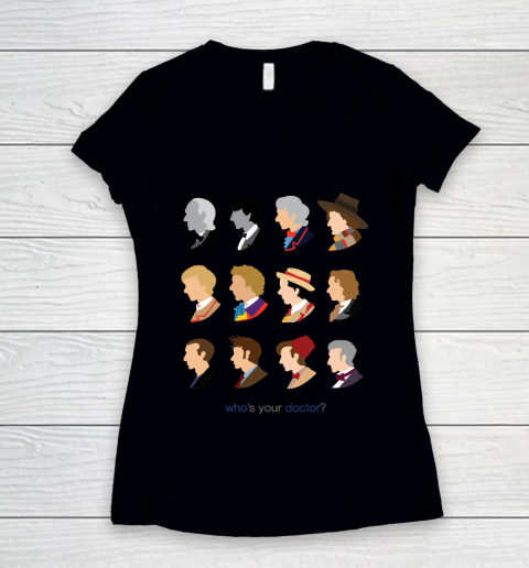 Doctor Who Shirt Who's Your Doctor Women's V-Neck T-Shirt