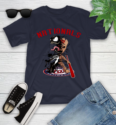 MLB Washington Nationals Baseball Venom Groot Guardians Of The Galaxy Youth T-Shirt 3