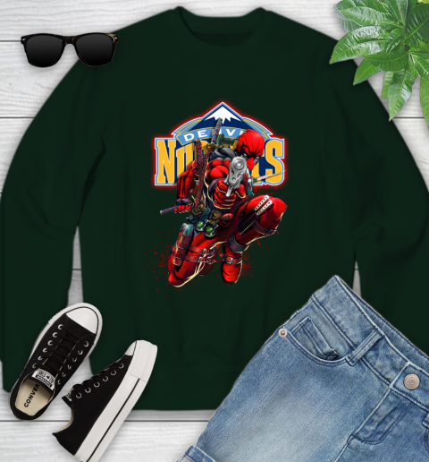 NBA Deadpool Marvel Comics Sports Basketball Denver Nuggets Youth Sweatshirt 10