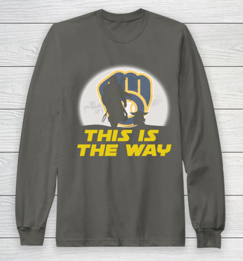 Milwaukee Brewers MLB Baseball Star Wars Yoda And Mandalorian This Is The Way Long Sleeve T-Shirt 5
